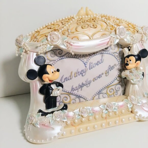 Disneyland Disney World Vintage Mickey Minnie Mouse Wedding Frame - Picture 2 of 5